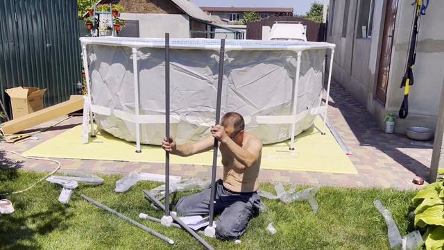 Как установить каркасный бассейн Intex 366х122 см смотреть онлайн
