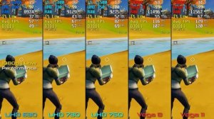 UHD 630 vs. UHD 730 vs. UHD 750 vs. Vega 8 vs. Vega 11 | Fortnite