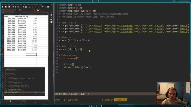 EGME 306A: Lab 2, strain gauge data reduction with Python смотреть онлайн
