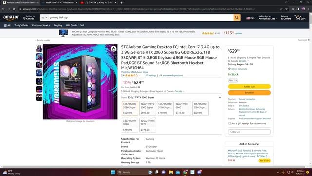 STGAubron Gaming Desktop PC, i7 3.4G up to 3.9G,GeForce RTX 2060 Super 8G 32G ram ($629, WORTH IT?) смотреть онлайн