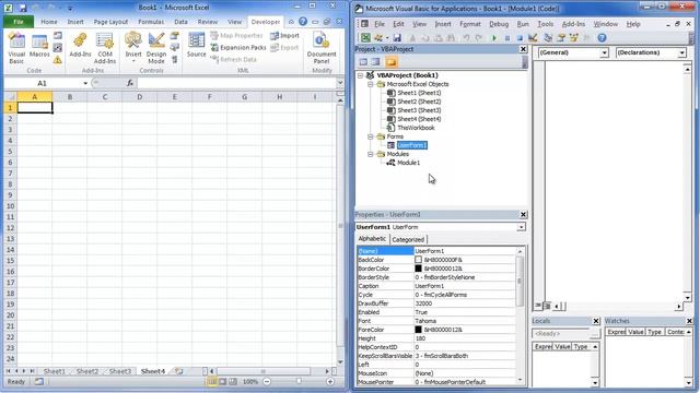 Excel VBA Visual Basic Editor Project Explorer Window смотреть онлайн