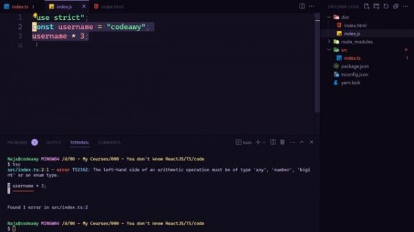 [Arabic] React.js, TypeScript, Redux -  06 - Catch Errors during Development Mode بالعربى
