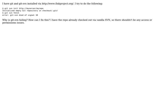 git-svn died of signal 10 on Mac OS X смотреть онлайн