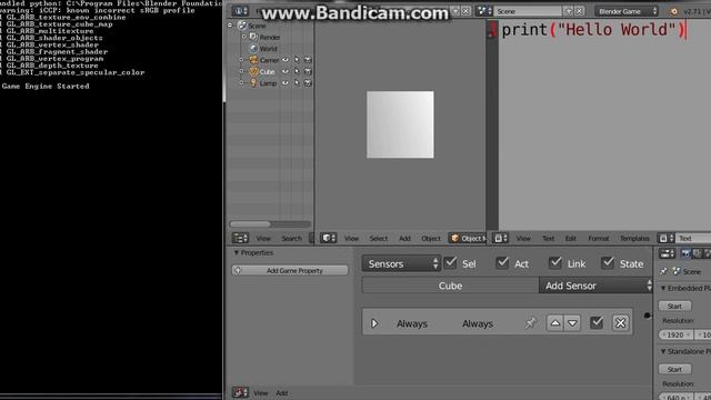 Blender Game Engine - Python - Part 1 - Printing to Console смотреть онлайн
