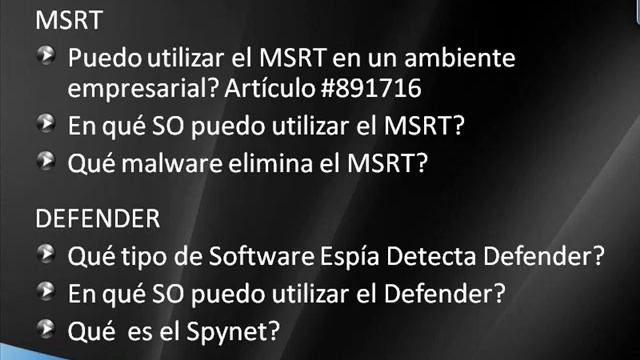 Microsoft TechNet SET 2009 - Screencast #4 : MSRT y Defender (parte 2 de 2) смотреть онлайн