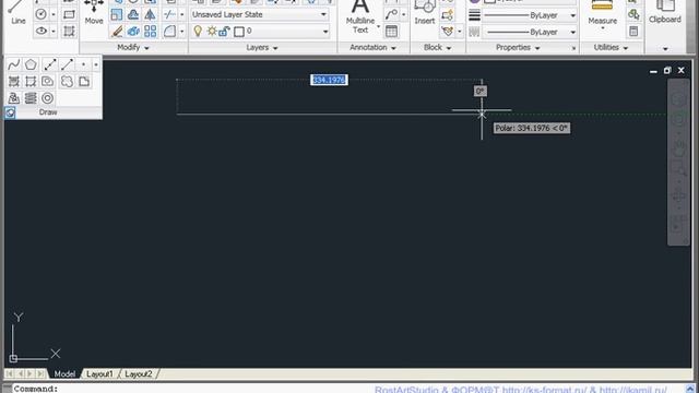 Линия, динамический ввод в AutoCad 2011 смотреть онлайн
