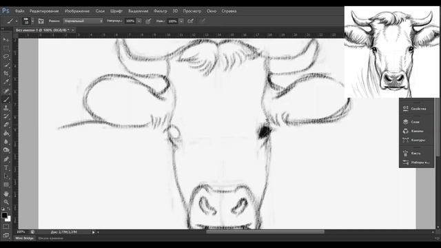 Как нарисовать быка карандашом поэтапно для начинающих смотреть онлайн