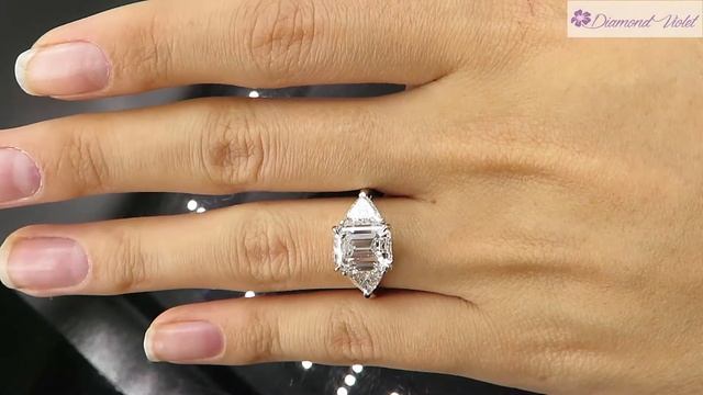 4 36CT ESTATE VINTAGE EMERALD CUT DIAMOND ENGAGEMENT WEDDING RING 3 STONE PT EGL смотреть онлайн