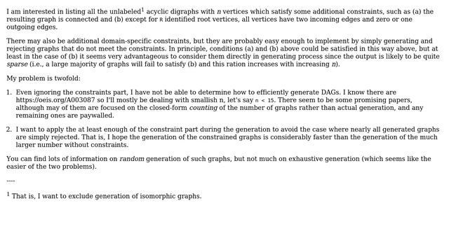 Computer Science: Generating all directed acyclic graphs with constraints (2 Solutions!!) смотреть онлайн