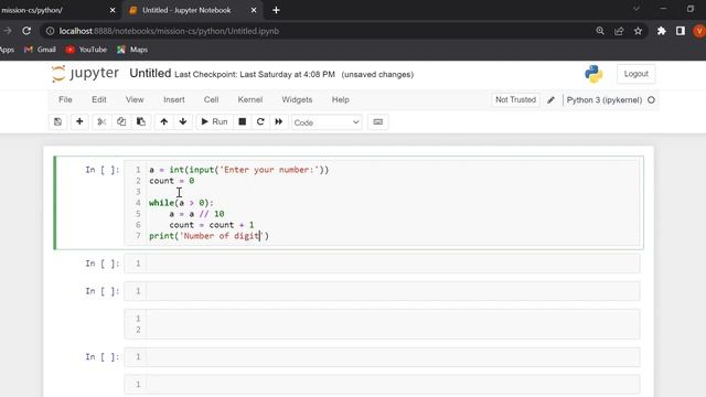 Python program to count the total number of digits in a given number смотреть онлайн