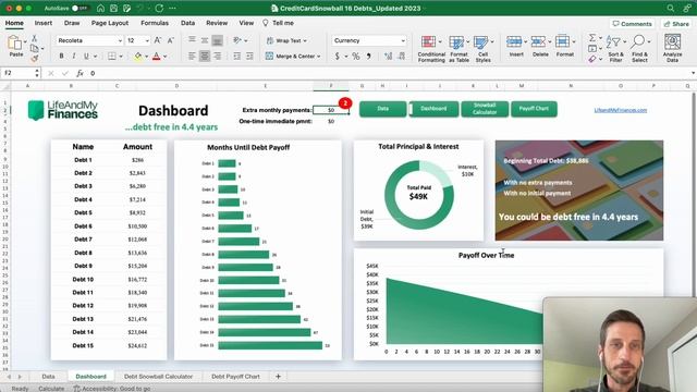 Credit Card Debt Snowball Payoff Calculator - 2023 Excel Spreadsheet смотреть онлайн