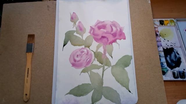 Рисую розы акварелью, свободная интерпретация. I paint roses in watercolors, free interpretation. смотреть онлайн