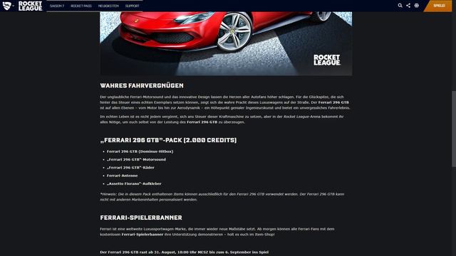 NEUEN FERRARI 296 GTB BEKOMMEN! 😍 | Rocket League Deutsch