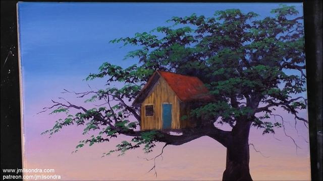 Acrylic Landscape Painting In Time-lapse / Tree House / JMLisondra
