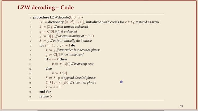 COMP526 (Spring 2022) 7-7 §7.7 Lempel Ziv Welch - decoding смотреть онлайн