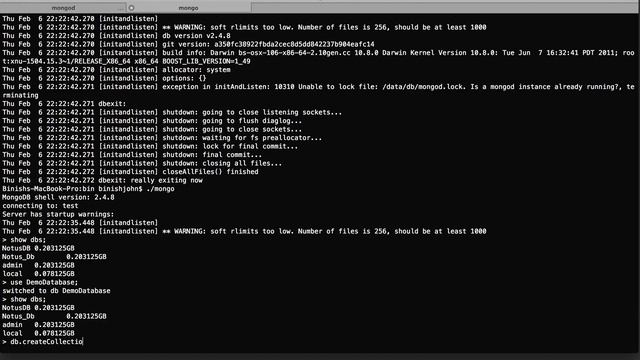 MongoDB  - Create And Drop Database