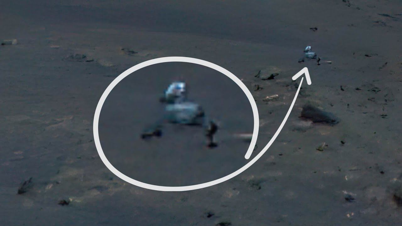 Марсоход Perseverance снова попал в кадр камеры вертолета на Марсе смотреть онлайн