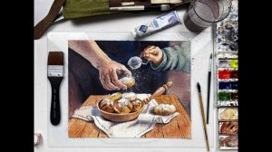 Мастер-класс по акварельной живописи «Сахарная пудра» | Как нарисовать печенье