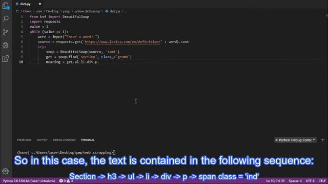 Creating an Online Dictionary in python in 5 minutes - Web Scrapping example смотреть онлайн