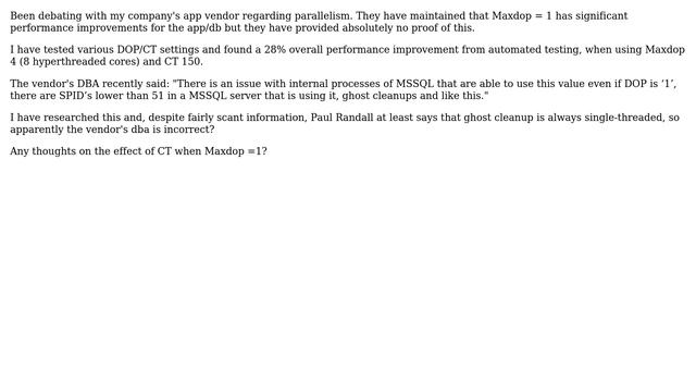 Databases: Cost Threshold for Parallelism with Maxdop = 1 смотреть онлайн