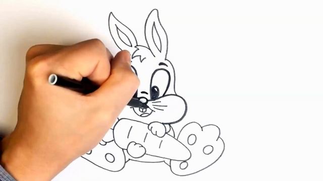 Как нарисовать ЗАЙЧИКА С МОРКОВКОЙ / Мультик Раскраска КРОЛИК для детей / How to draw a Bunny смотреть онлайн