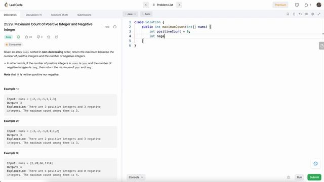 Leetcode 2529 Maximum Count of Positive Integer and Negative Integer (Java) - Leetcode Contest 327 смотреть онлайн