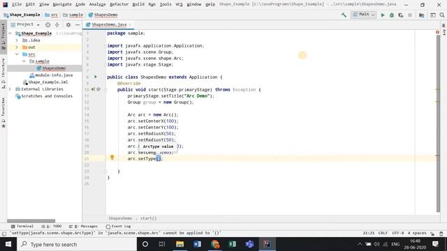 Drawing an ARC using JavaFx | Shapes in Java смотреть онлайн