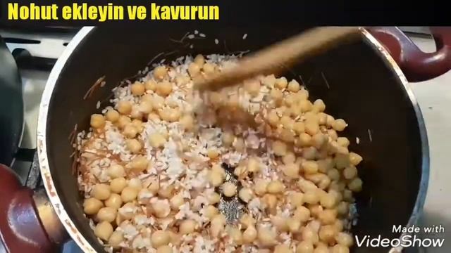 Плов с нутом и курицей. Tavuklu nohutlu pilav. Рис с нутом по-турецки. Nohutlu pilav nasıl yapılır. смотреть онлайн