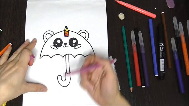 How to draw an UMBRELLA IN the form of a UNICORN Easy drawings to draw смотреть онлайн
