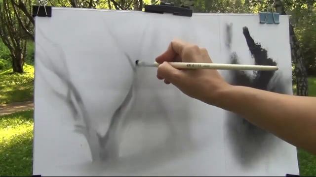 Как нарисовать ПЕЙЗАЖ СУХОЙ КИСТЬЮ ! Учимся рисовать ПЕЙЗАЖ! Как Научиться РИСОВАТЬ смотреть онлайн