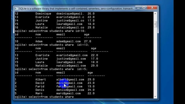 SQLite3 : la commande SELECT & SELECT WHERE смотреть онлайн