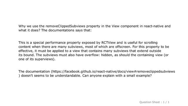 iOS : Why we use the removeClippedSubviews property in the View component in react-native? смотреть онлайн