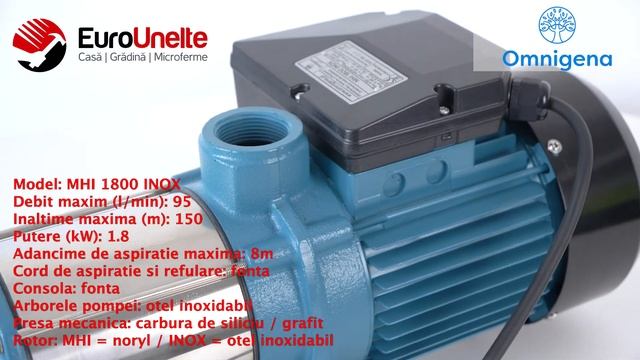 POMPA DE SUPRAFATA OMNIGENA MHI 1800 INOX, 230V, 1.8KW, 150L/MIN, H REFULARE 50M смотреть онлайн