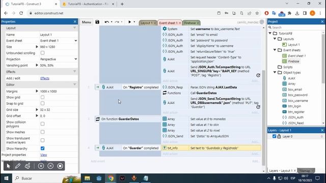 Autenticación y Guardado de datos con Arrays/Json en Firebase con Construct3 sin plugin. смотреть онлайн