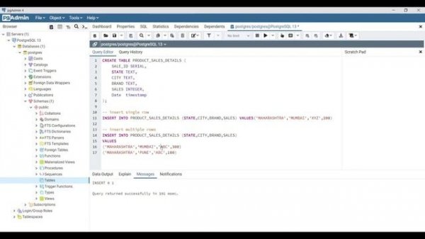 How to Insert multiple rows into table in Postgres database | PgAdmin 4 tutorial