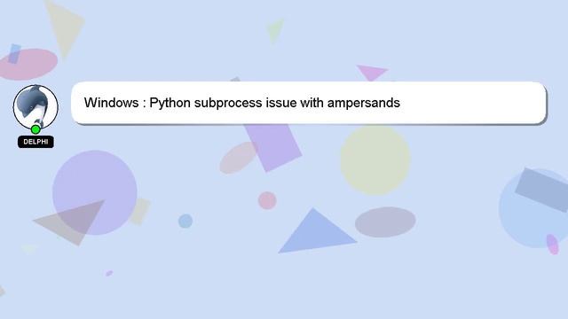 Windows : Python subprocess issue with ampersands смотреть онлайн