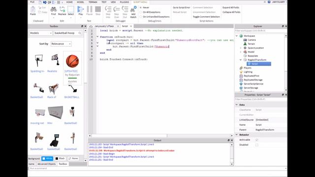 ROBLOX Studio - How to make a ragdoll button смотреть онлайн