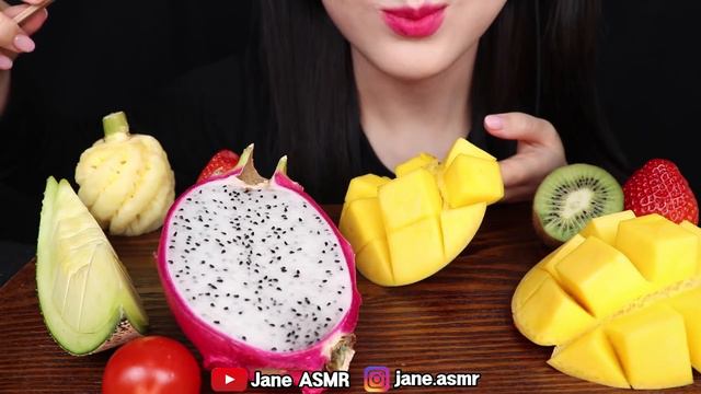 ASMR EXOTIC FRUITS *DRAGON FRUIT, MANGO, KIWI, PAPAYA, MELON 미니 파인애플, 용과, 망고, 파파야, 딸기 먹방 MUKBANG смотреть онлайн