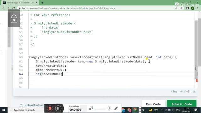 Insert a Node at the Tail of a Linked List || HACKERRANK SOLUTION || IN C++ || DSA смотреть онлайн