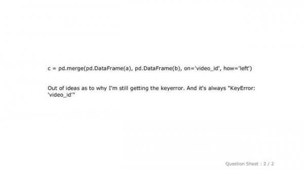 Pandas : Python pandas merge keyerror