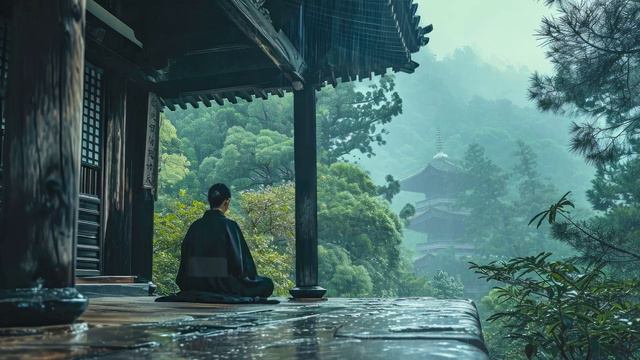 Zen Meditation Music Japanese Flute - Meditation on a Rainy Afternoon - Healing, Sleep, Relax смотреть онлайн