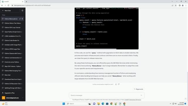 Python MemoryError When Querying ArcGIS Web Service смотреть онлайн