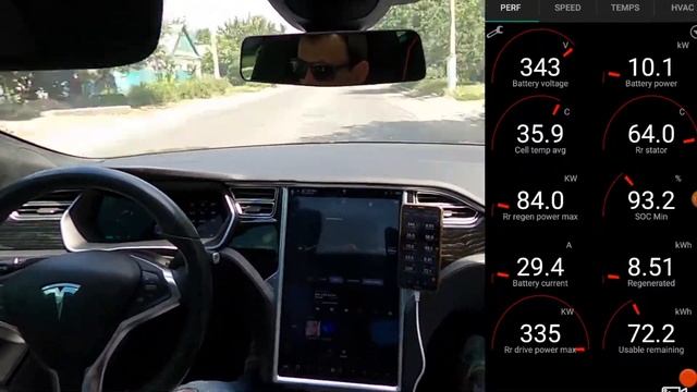 Tesla S75 реальный запас хода в жару с климат-контролем!!! смотреть онлайн