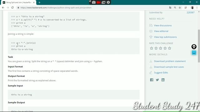 HackerRank problem14 || split and join in strings || HackerRank solutions String split and join смотреть онлайн