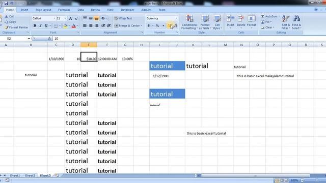 Microsoft Excel Malayalam tutorial 6 ( cell formatting ) смотреть онлайн