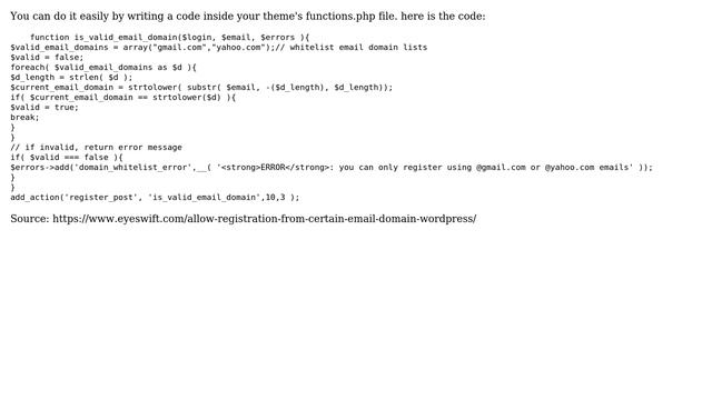 Wordpress: How to limit user registration to a specific set of domains? (2 Solutions!!) смотреть онлайн