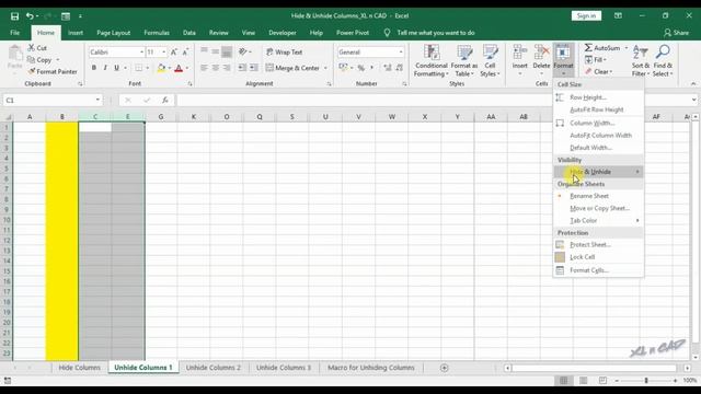 Hide & Unhide Columns in Excel (Macro to unhide columns) смотреть онлайн
