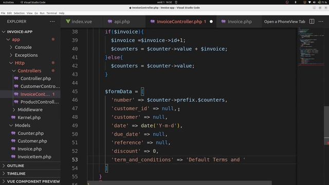 Laravel 10 and Vuejs 3 - Simple Invoice Application - Create Invoice - add form data and template. смотреть онлайн