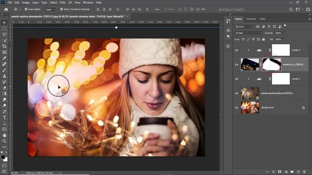Christmas Photo Editing | String Light and Bokeh Adding - Photoshop Tutorial смотреть онлайн
