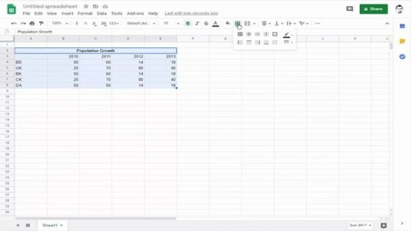How to Insert Table to Sheets in Google Spreadsheet